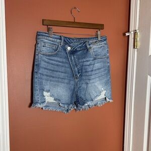 Risen High Rise Distressed Jean Shorts